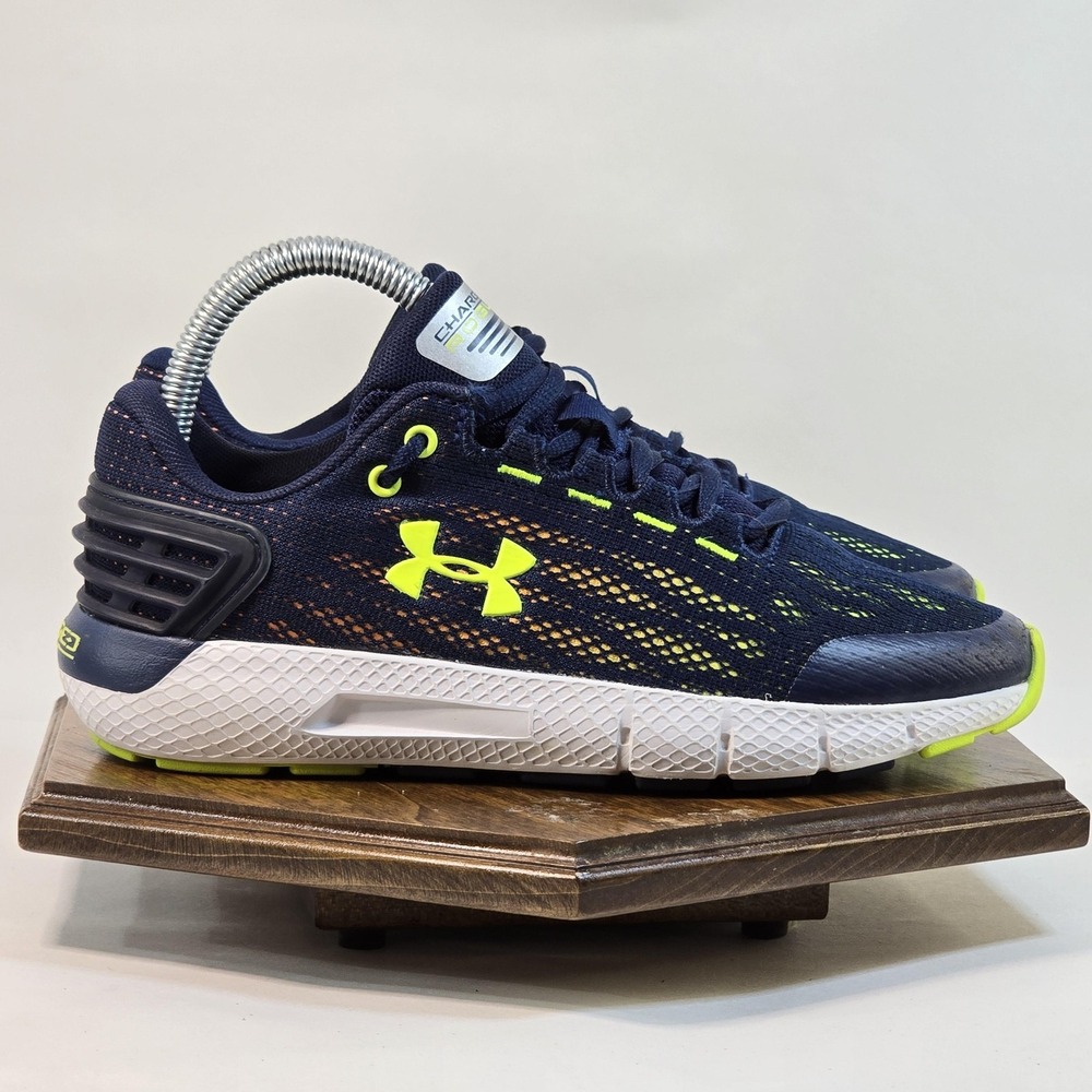 Under‎ Armour Charged Rogue Shoes Youth Size 4Y Navy Yellow Running 3021612-401
